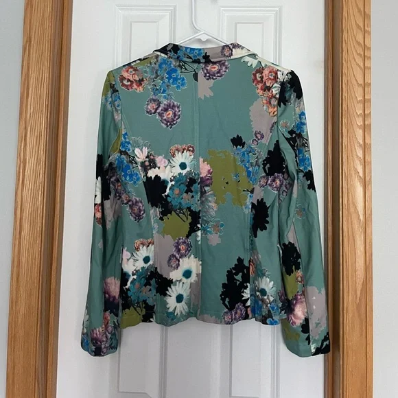 ETRO Knit Blazer Floral Print Turquoise Size 42 US Size 6 - Picture 7 of 9